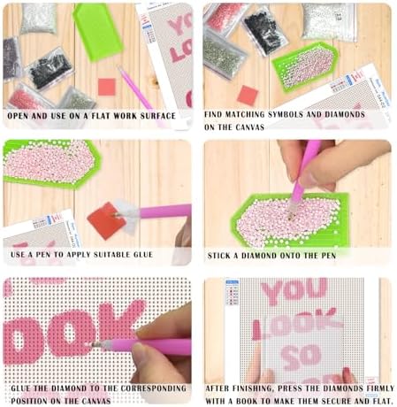 XUNLURY Pink Preppy Girly Diamond Art Kits 4 Pcs, Coquette Bow Cherry Lucky 8 Ball Diamond Painting Kits for Adults Girls Beginners, Full Drill Diamonds Dots for Home Decor, 9.8x11.8 Inch