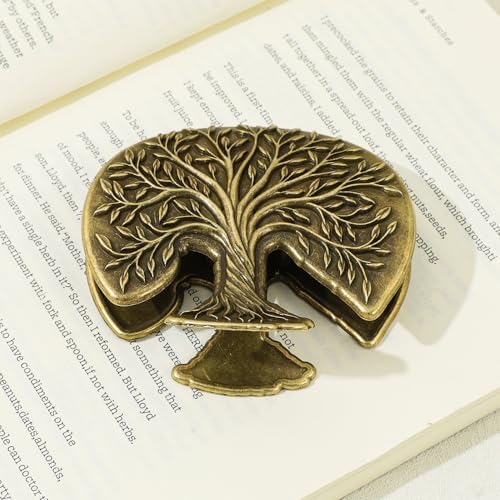 Vintage Plant Metal Bookmark Clips - Tree of Life/Tulip/Ginkgo Leaf Journal Clips, Traveler's Notebook Accessories, an Ideal Gift for Book Lovers and journaling Enthusiasts (Tree of Life Style A)