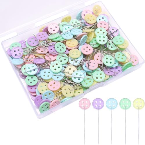 Elisel 200 pcs Multicolor Straight Pins Straight Quilting Pins Craft Positioning Pins Fixed Sewing Marker Needle for Crafting Dressmaker and Other Crafts Making (Buttons)