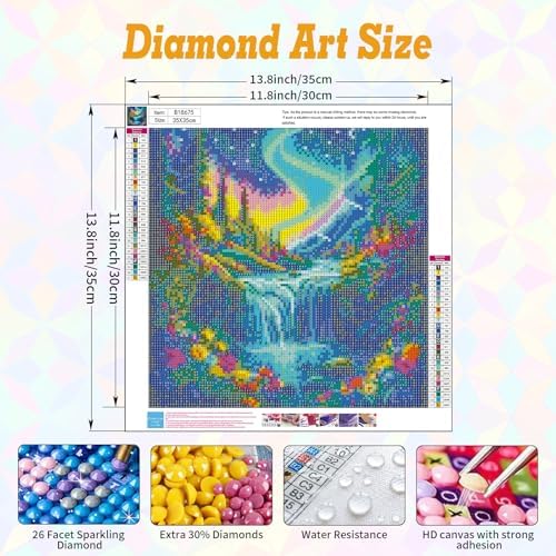 Waterfall Diamond Art Kits for Adults Beginners 14x14 in, DIY Craft Gift