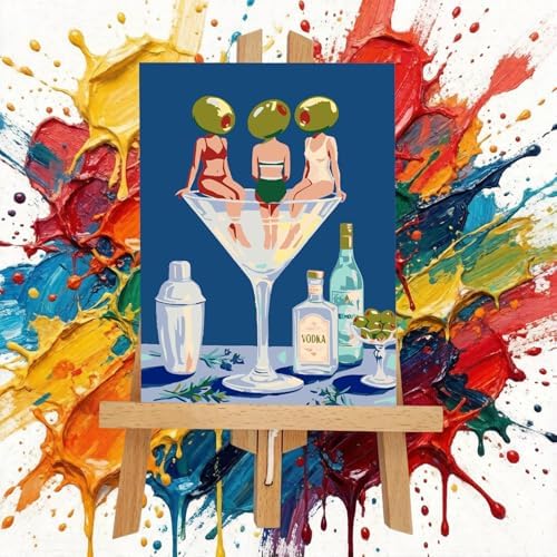 MXCFZX 6 Pack Paint by Numbers Kit for Adults Beginner, Cocktail Adult Paint by Number Kits on Canvas Without Frame, Cocktail DIY Acrylic Oil Number Painting Kits for Gift Home Decor 8x12 Inch