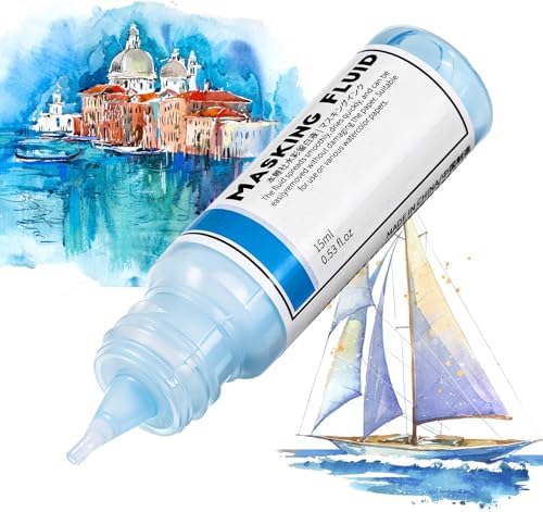 Feifeiya 2 Pcs Masking Fluid for Watercolor Painting, 15ml Capacity, Blue