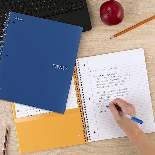 Five Star Spiral Notebook + Study App, 5 Subject, College Ruled Paper, 8-1/2" x 11", 200 Sheets, Fights Ink Bleed, Water Resistant Cover, Pacific Blue (73635) 1 Count (Pack of 6)