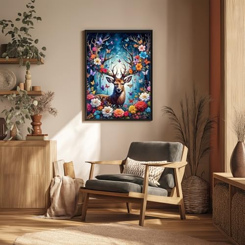 Reivworl Deer Diamond Art Kits for Adults Beginner 12×16 inch
