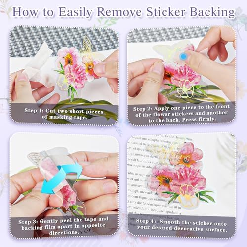 240Pcs Gilt Flower Stickers for Scrapbooking,Self-Adhesive Floral Stickers Scrapbook Supplies Journaling for Water Bottle Adult Card Making Letters DIY Cards Decoration
