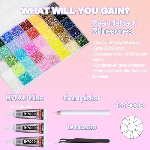 2 Boxes 100000+Pcs Rhinestones for Bedazzling Kit 3mm