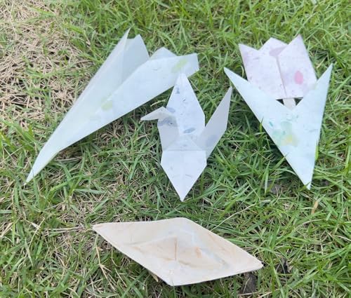 50 Sheets A4 Mulberry Paper, Natural Fiber Paper with Pressed Leaves,Flowers,Grass Thin Washi Craft for Card Making, Scrapbooking, Journaling, Origami & DIY Art(Natural leaves etc,, A4)