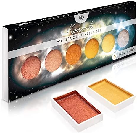 MozArt Komorebi Metallic Watercolor Paint Set – 6 Shimmer Colors Kit