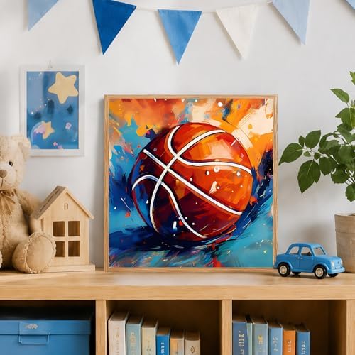 AUKELHJ Paint by Numbers Kit for Kids with Frame, Basketball, 8X8 inch