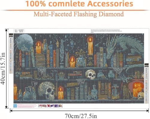 WNPOKN Large Bookshelf Diamond Art Kits for Adults 28 x 16inch