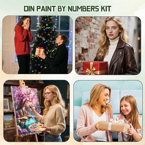 ICYANART Dream Tree Paint by Numbers Kit for Adults, Fantasy Waterfall Pink | Waterfall Paint by Number for Adults Beginners, Acrylic Pink Painting by Numbers, Fantasy Number Painting 16x20 In