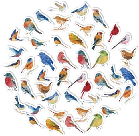 Bird Stickers, Obujopal 46PCS Small Fly Bird Stickers for Junk Journal Scrapbooking Bullet Journal Kids DIY Planners Collage Diary Album Laptop Phone Cases and Art Crafts, 23 Patterns