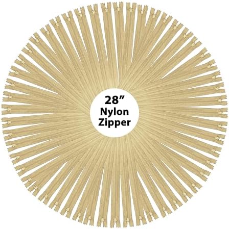 Mandala Crafts 40 PCs Khaki Closed-End 28 Inches Nylon Zippers for Sewing