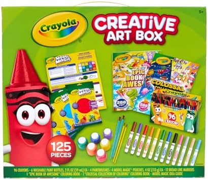 Crayola Art Set for Kids (125pcs), Art Supplies Kit with Giant Coloring Books, Washable Paints, Markers & Storage Box, Gift for Kids, Ages 5+ [Amazon Exclusive]