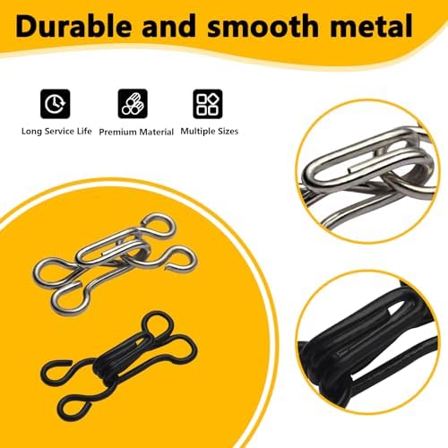 Ahviesli 72 Pairs Hook and Eye Sewing Kit – Black and Silver Bra Hooks Replacement in Multiple Sizes, Ideal for DIY Clothing Repairs, Underwear Alteration, and Home Sewing, with Storage Box