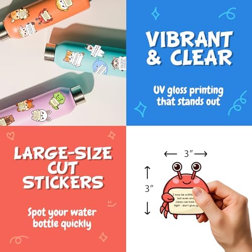 50PCS Emotional Support Animal Stickers by Puraesla– Affirmation Sticker Pack for Adults or Kids Cute Inspirational Buddies for Water Bottles, Laptops, Phones, Positive Quote Vinyl