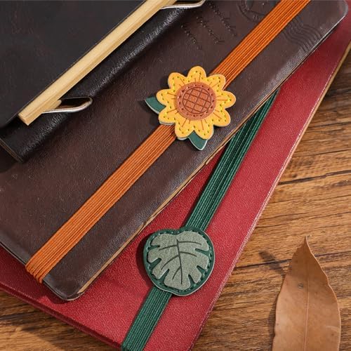 2PCS Vintage Elastic Leather Bookmark for Women, Elastic Bands Leather Book Marks, PU Bookmarks Planner Accessories, for Book Lover, Reader, Hardcover Journals, Notebooks, Planners, Binders