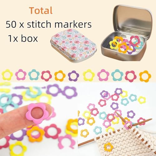 Hilsayum 80Pcs Knitting Stitch Markers 4 Shapes Colorful Crochet Stitch Markers with Box for Crocheting and Knitting,
