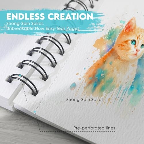 KOVIEDE 100% Cotton Watercolor Paper Pad 7"x10" (3 Pack, 30 Sheets Each)