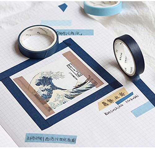 YUBBAEX Natural Color Washi Tape Set 4 Rolls Morandi Decorative Tape for DIY Crafts, Journals, Planners, Scrapbooking, Wrapping (6-Blue)