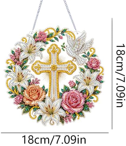 ARPADAMO Cross Diamond Art Kits for Adults, Acrylic Hanging Suncatcher