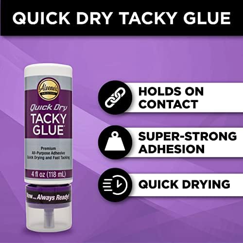 Aleene's Quick Dry Tacky Glue for Crafts in Always Ready Bottle, Nontoxic, Dries Extra Fast and Clear, 4 fl oz