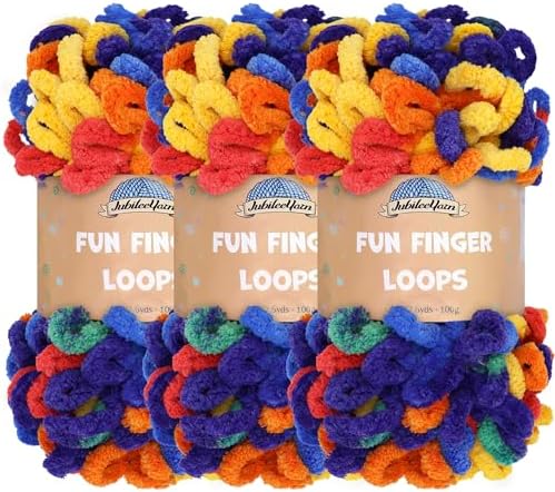 JubileeYarn Fun Finger Loops Yarn - 100g/Skein Jumbo Polyester - Circe - 3 Skeins