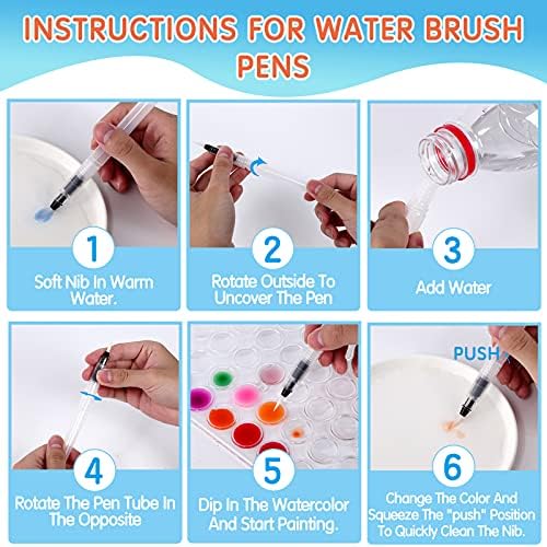 48 Colors Washable Watercolor Paint Set, with 12 Brush Pen & Drawing Pad