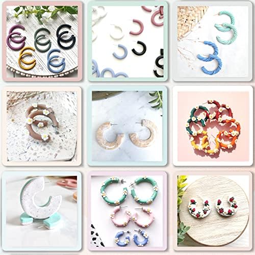 TAINSKY 4 Pcs Polymer Clay Hoop Guide, Polymer Clay Cutters for Polymer Clay Jewelry Making, Plastic Hoop Earring Maker Guide for Polymer Clay Earrings