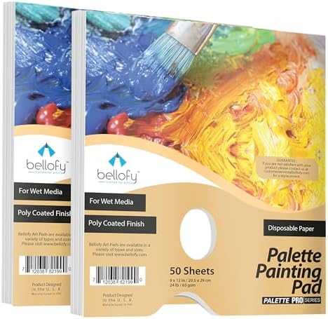 Bellofy 2X Disposable Palette Paper 9x12 Inches | Mess-Free Paper Artist Palette for Acrylic, Oil Paint | Perfect Painting for Artists, Kids & Beginners | Easy-to-Use Tear-Off Sheets for Mixing Colors