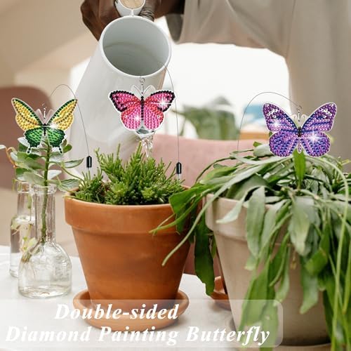 Vcekract 8Pcs Butterfly Diamond Art Garden Stakes for Adults