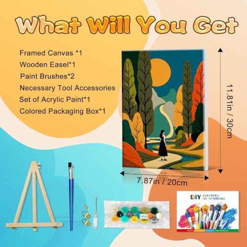 SmartEZ Framed Paint by Numbers Kit for Adults, Landscape Paint by Number