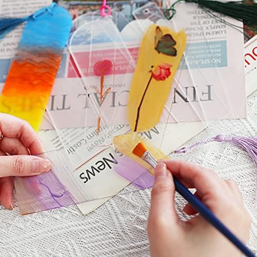 Acrylic Bookmarks Blanks Bulk 50PCS Semicircle Clear Bookmark Plastic Blank 25 Sets with 5 Color Tassels for Vinyl DIY Craft (5.9 * 2.0 inch)