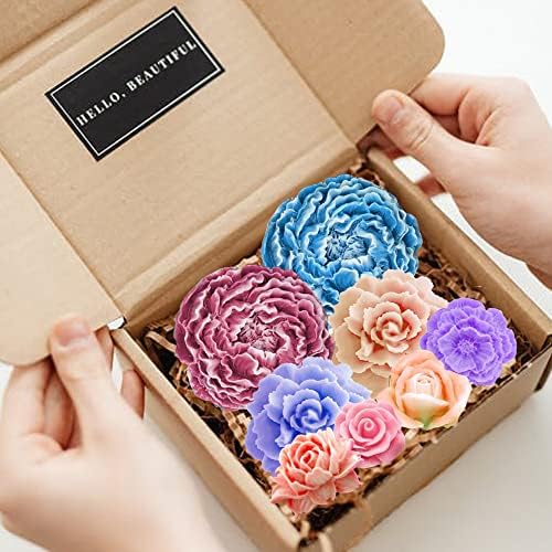 6PCS Flower Silicone Mold Set, 3D Bloom Rose Peony Fondant for Chocolate Cake Decor, Soap Candle Making Kit, Resin Epoxy Casting Polymer Clay Craft Gift