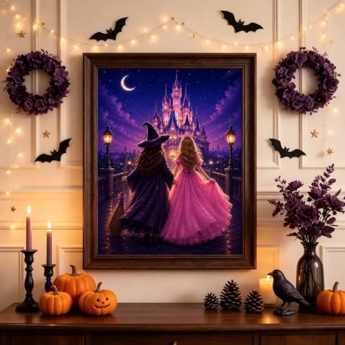 Diamond Art Kits for Adults,Princess and Witch Castle Diamond Painting