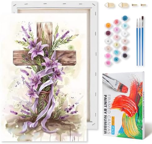 Kalonyth Cross Framed Paint by Numbers Kit for Adults Beginner 8x12 inch