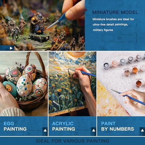 Detail Paint Brushes10/0, Golden Maple 6PC Extra fine Detail Miniature Paint Brush Very Fine Tip Paint Brush Set for Small Scale Models Paint by Numbers for Adults - Acrylic Watercolor Oil, Blue