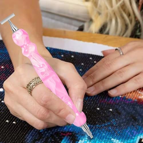 Praise V Do Thin Version Stainless Steel Diamond Painting Art Drilling Pen Kit with Screw Silver Metal Tips Nib Placer Roller Tool Accessories, Ergonomic Diamond Art Pen for 5D Diamond Paint Bead Dot