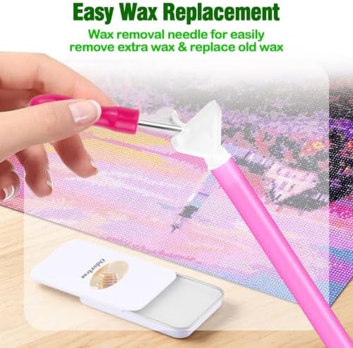 Scented Diamond Painting Wax, Handmade Natural Beeswax for Diamond Art Painting Pen, Long-Lasting Stickiness No Residue Drill Wax with Picker Tool, Diamond Art Accessories and Tools (Odorless)