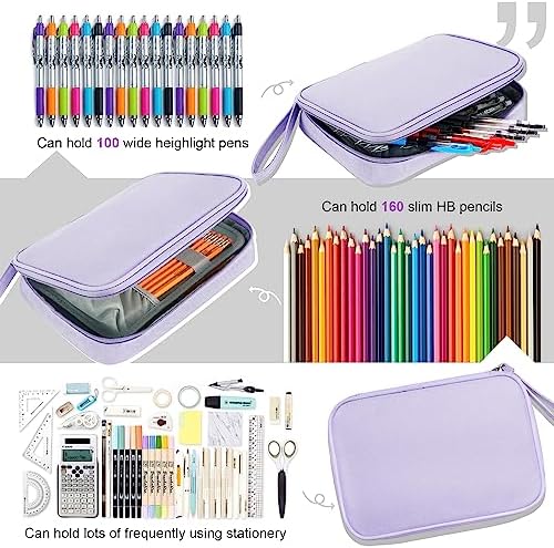 Zannaki Big Capacity Storage Pouch Marker Pen Pencil Case Simple Stationery Bag Box Art Tool & Sketch Storage Boxes for Bullet Journal Middle High School Office College Student Girl Women Adult Teen