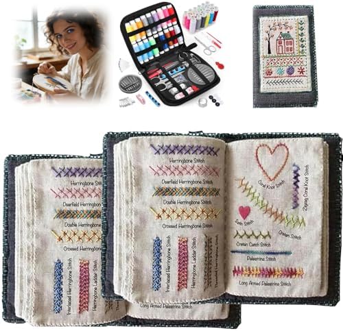 OYSMY Embroidery Stitch Book Kit,2026 New Embroidery Kit with 86 PCS Sewing Kit,Includes Illustrated Guide to 106 Universal Embroidery Stitches for Beginners and Craft Lovers(2 Set)