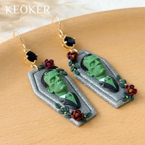 Keoker Halloween Polymer Clay Molds for Jewelry, Skull Polymer Clay Earring Molds, 5 Shapes Halloween 3D Silicone Molds