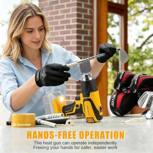 Cordless Heat Gun Compatible with Dewalt 20V Battery, 350W Fast Heating Portable Hot Air Gun with LCD Display, 2-Temp Setting 120-1112℉ 4 Nozzles for Crafts DIY (Tool Only, Not Made by Dewalt)