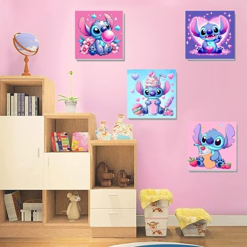 CraftyTime 6 Pack Cartoon Paint by Numbers Kits for Kids with Framed Canvas Paint by Number for Kids Ages 4-8-12, DIY Easy Acrylic Oil Painting Kits for Home Wall Decor (8X8inch)