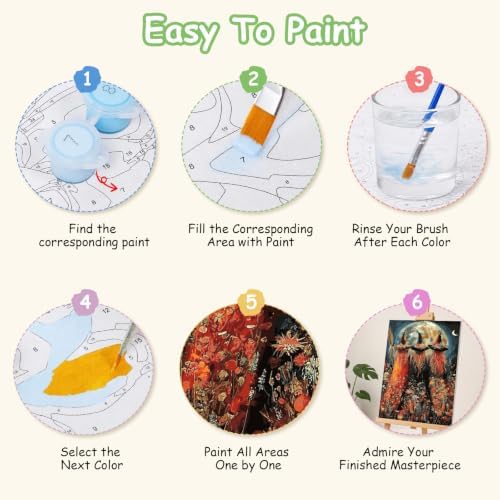 Spandrel Halloween Witch Paint by Number Kits for Adults, Witch Paint by Number Kits on Canvas, DIY Acrylic Oil Halloween Painting by Numbers Gitfs for Home Wall Decor, 8x12in