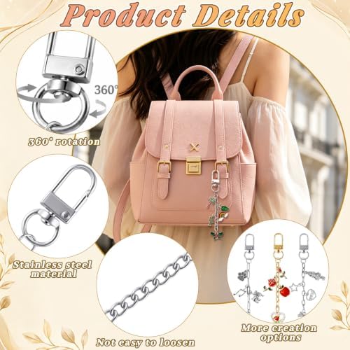 Wurosi 24 Sets Keychain Making Kit for Bag Charm with Package,Gold & Silver