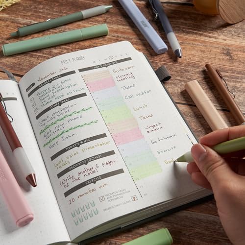 BLIEVE - Aesthetic Highlighters and Gel Pens With Soft Ink and Chisel Tip, Bible Highlighters and Pens No Bleed, Dry Fast Easy to Hold, for Bible Journaling Planner School Supplies (EARTHY)