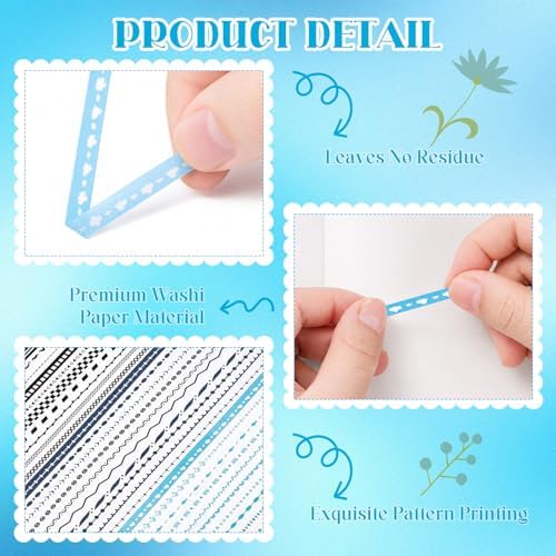 EORTA 30 Rolls Pastel Floral Washi Tape Set, Thin 5mm Skinny Masking Tape, Decorative Planner Tape for Scrapbooking, Journaling, Gift Wrapping & DIY Crafts (Minimal Neutral Lines, 5mm)