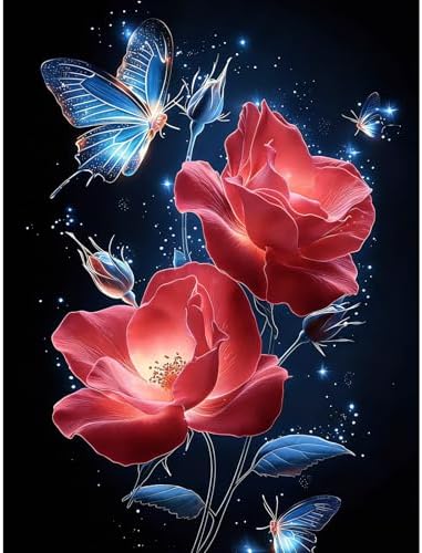 DIYDECORFUN 5D Red Rose Diamond Art Kit for Adult and Beginners 12x16inch