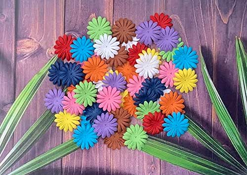 100PCS Handmade Mulberry Paper Daisy Petals, Artificial Paper Flowers for DIY Crafts, Scrapbooking, Card Making, Wedding Decorations, Floral Embellishments, Pastel Colors, 40 x 40mm (10 Colors)
